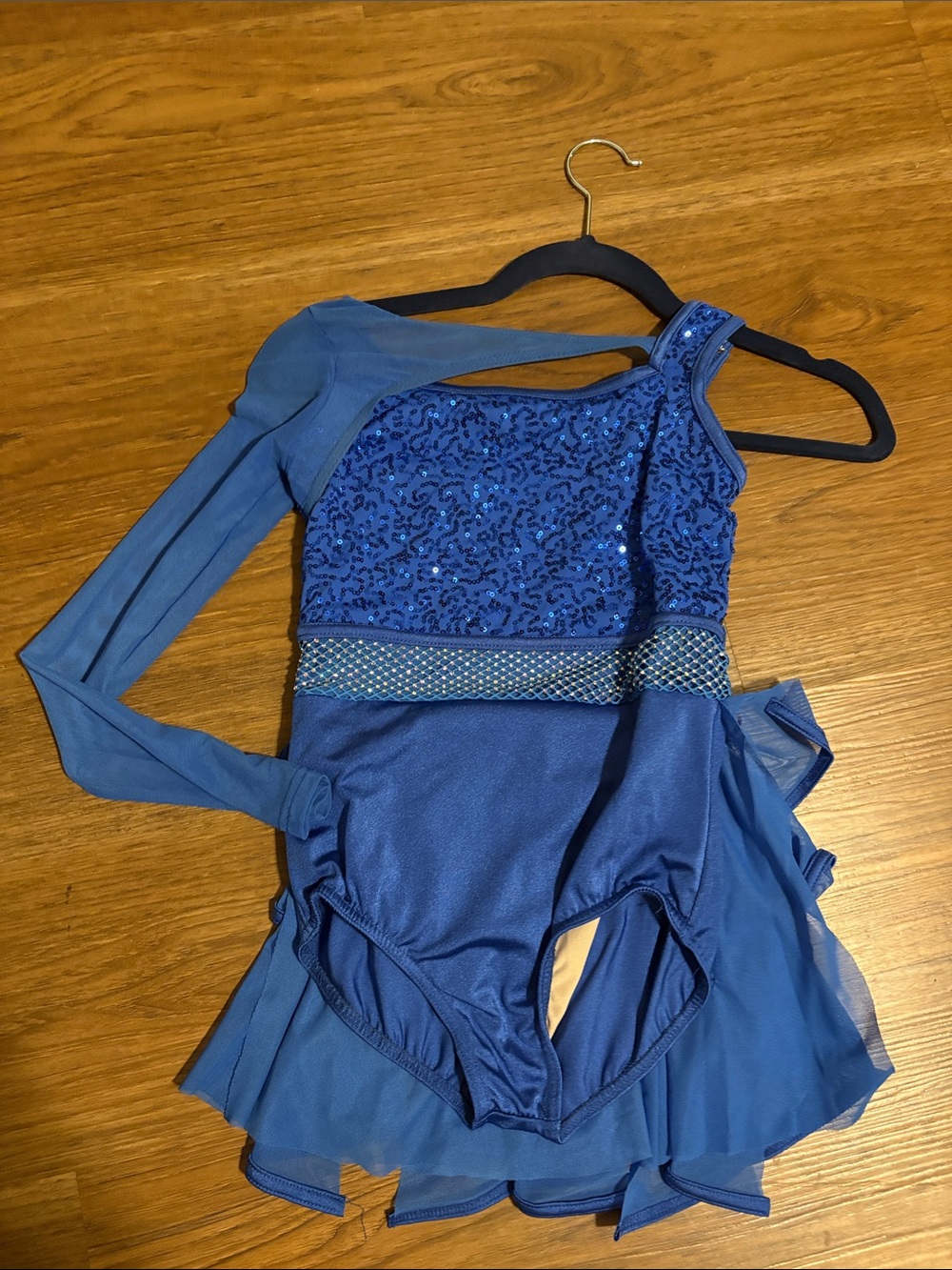 Weissman Royal Blue One-Shoulder Sequin Dance Leotard